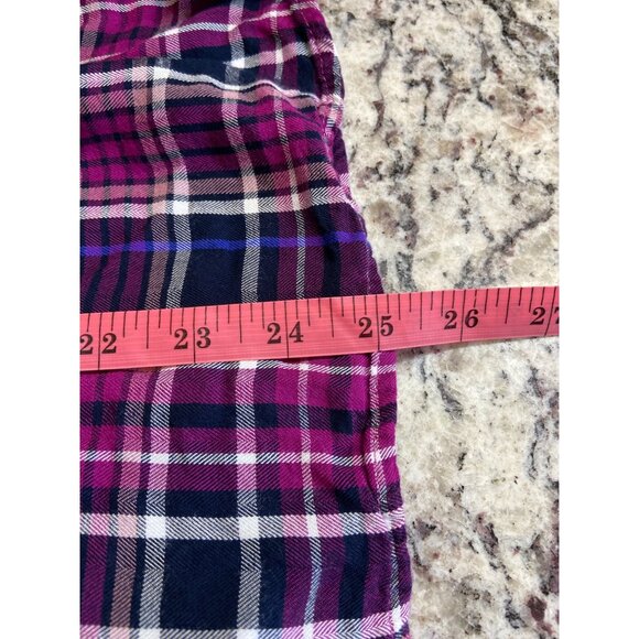Chicos Womens Shirt Small Ruffled Purple Black Plaid Button-Up Preppy Academia - Picture 8 of 8